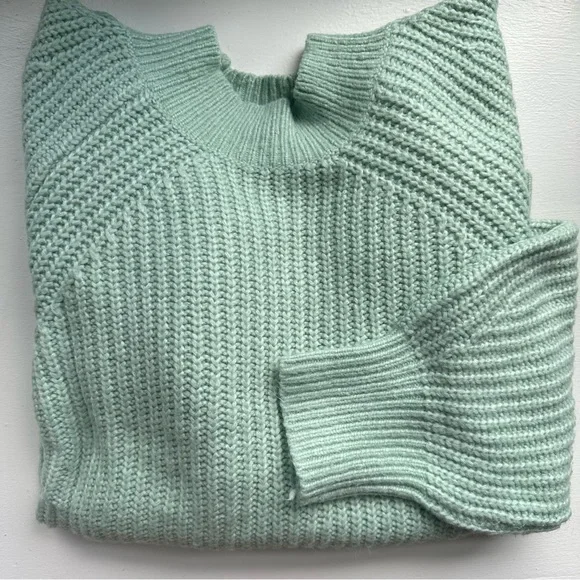 LOFT Mockneck Knit Sweater in Light Green - Picture 2 of 6